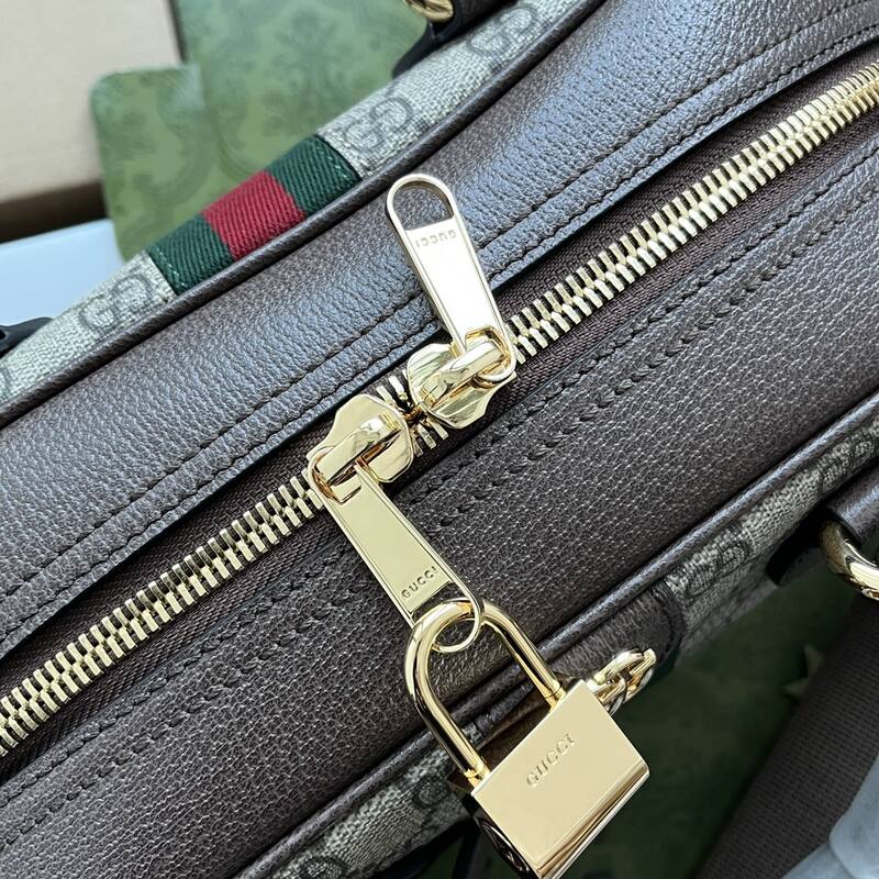 Gucci Ophidia GG Supreme Beige Ebony with Brown Leather travel — Top Quality Replica