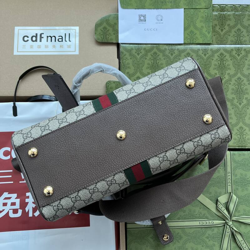 Gucci Ophidia GG Supreme Beige Ebony with Brown Leather travel — Top Quality Replica