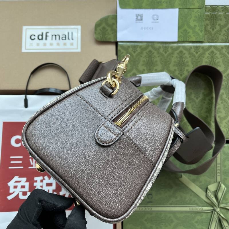 Gucci Ophidia GG Supreme Beige Ebony with Brown Leather travel — Top Quality Replica