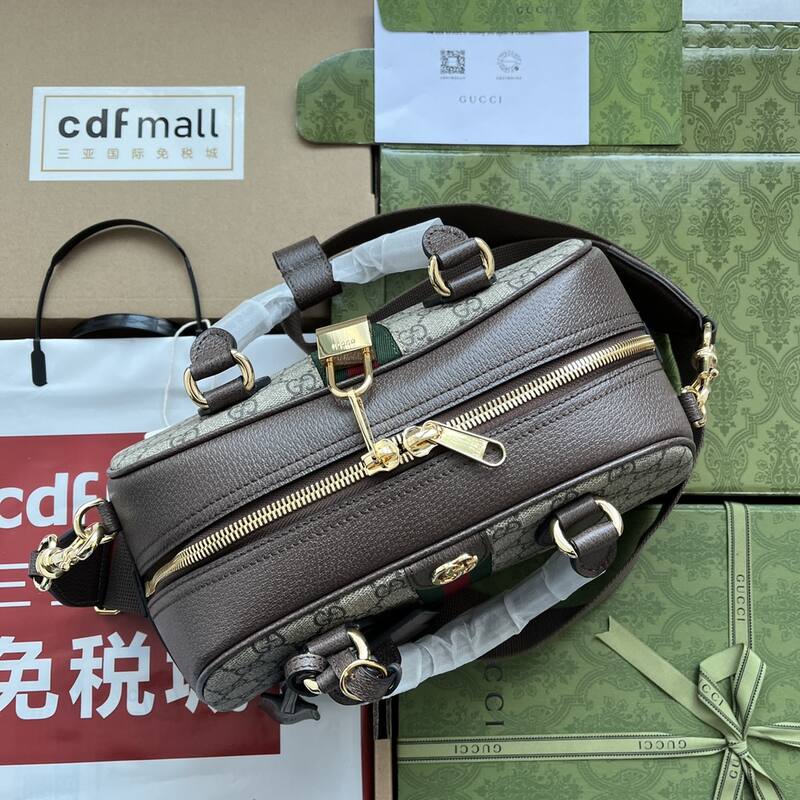 Gucci Ophidia GG Supreme Beige Ebony with Brown Leather travel — Top Quality Replica