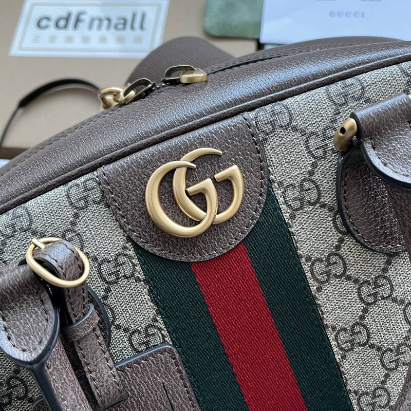 Gucci GG Supreme Ophidia GG Supreme canvas with brown leather and green-red-green web travel — AAA Quality Replica