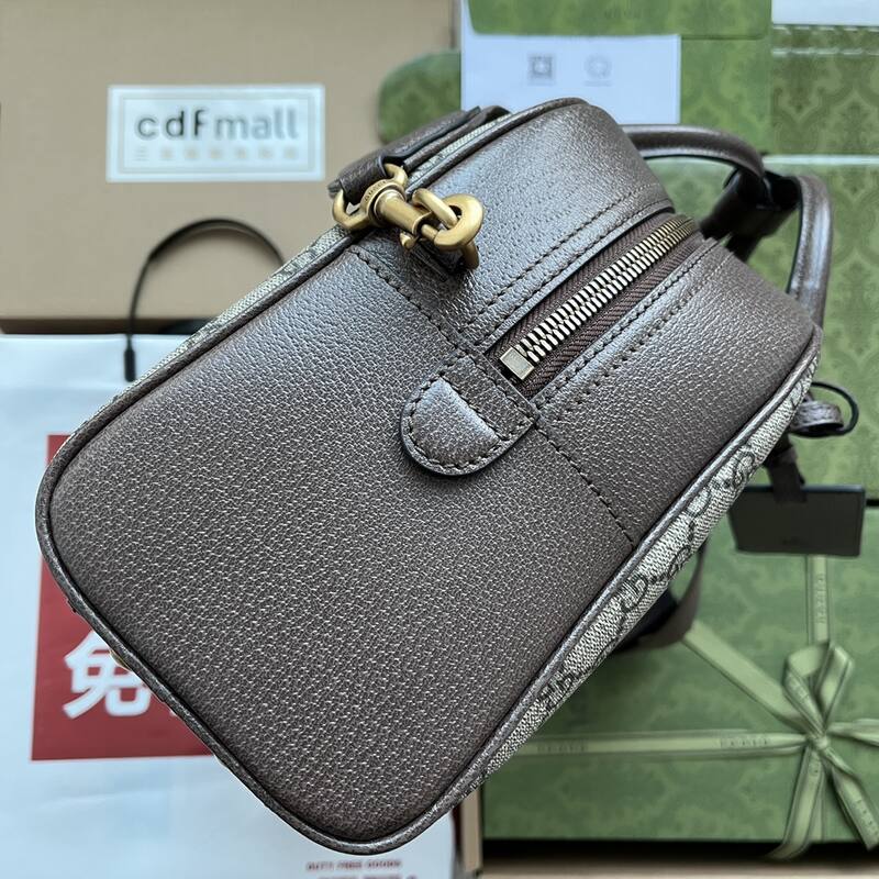 Gucci GG Supreme Ophidia GG Supreme canvas with brown leather and green-red-green web travel — AAA Quality Replica