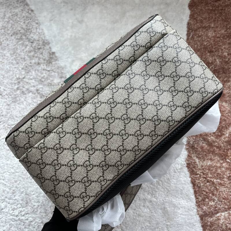 Gucci Ophidia Beige Ebony GG Supreme with green and red Web travel — AAA Quality Replica