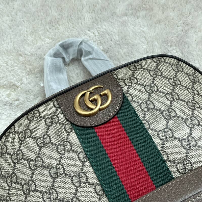 Gucci Ophidia Beige Ebony GG Supreme with green and red Web travel — AAA Quality Replica