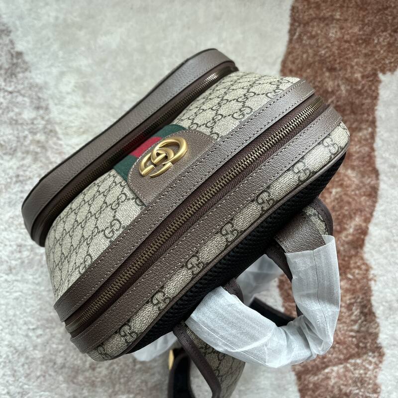 Gucci Ophidia Beige Ebony GG Supreme with green and red Web travel — AAA Quality Replica