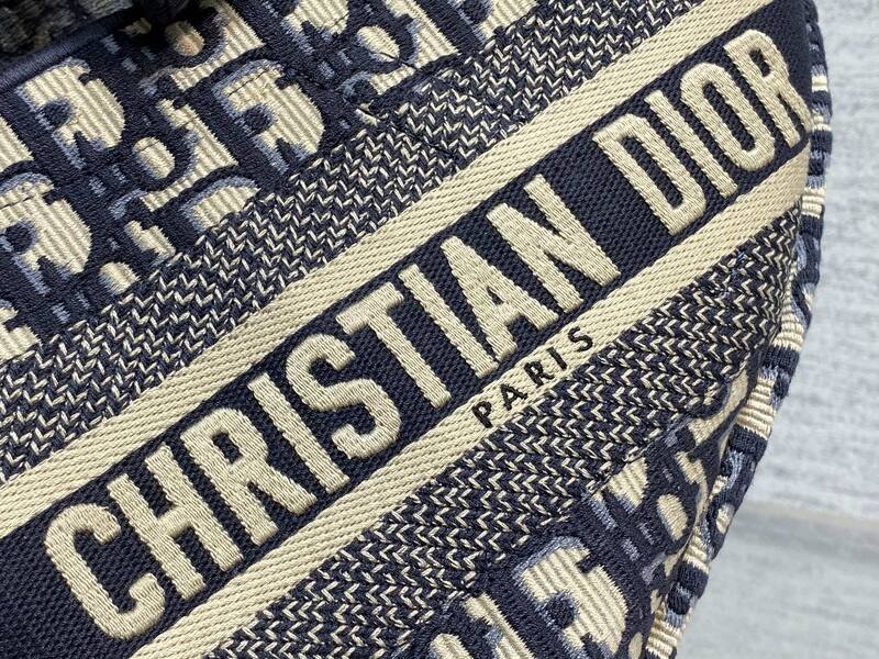 Dior Navy Blue and Beige Oblique jacquard shoulder — Top Quality Replica