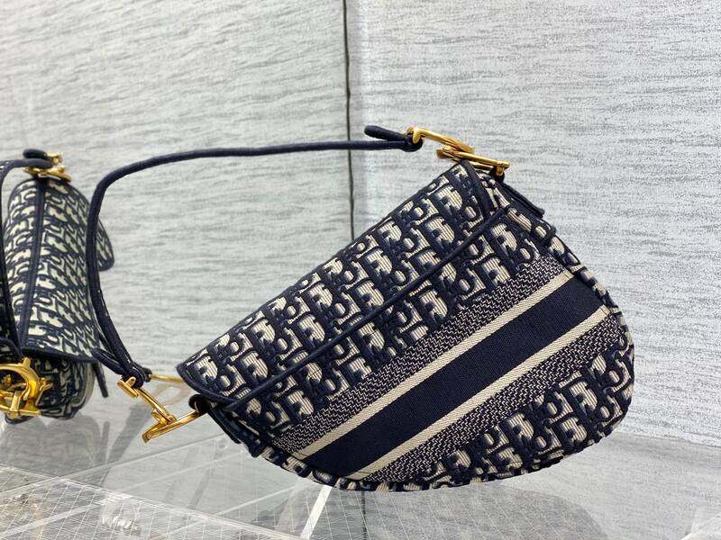 Dior Navy Blue and Beige Oblique jacquard shoulder — Top Quality Replica