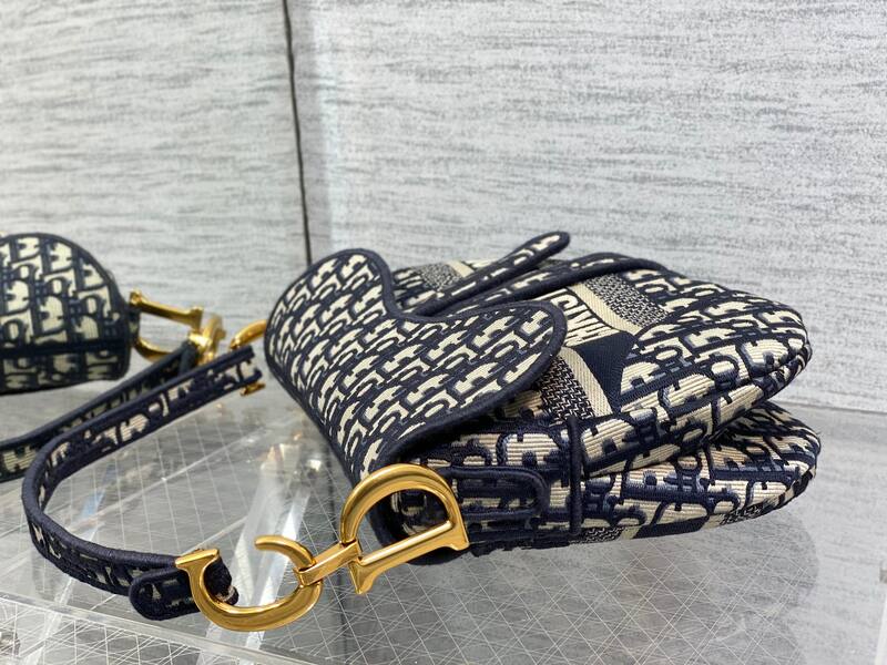 Dior Navy Blue and Beige Oblique jacquard shoulder — Top Quality Replica