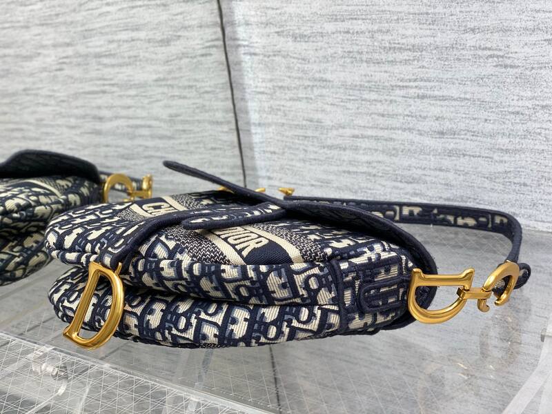 Dior Navy Blue and Beige Oblique jacquard shoulder — Top Quality Replica