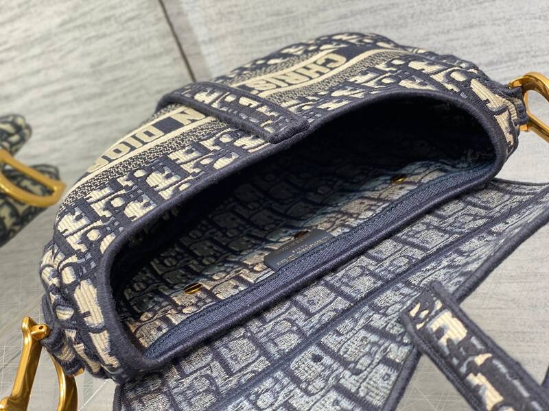 Dior Navy Blue and Beige Oblique jacquard shoulder — Top Quality Replica