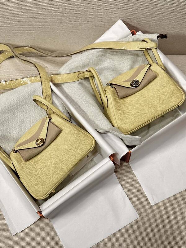 Hermes Lindy Pale yellow mini shoulder — Top Quality Replica