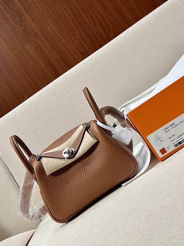 Hermes Lindy Gold brown mini shoulder — AAA Quality Replica