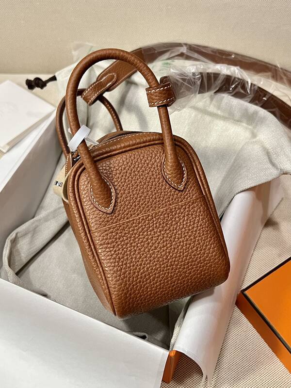 Hermes Lindy Gold brown mini shoulder — AAA Quality Replica