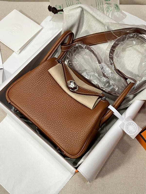 Hermes Lindy Gold brown mini shoulder — AAA Quality Replica