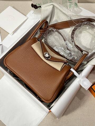 Hermes Lindy Gold brown mini shoulder AAA Quality Replica