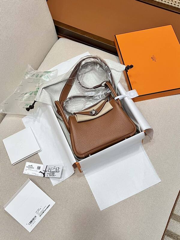 Hermes Lindy Gold brown mini shoulder — AAA Quality Replica