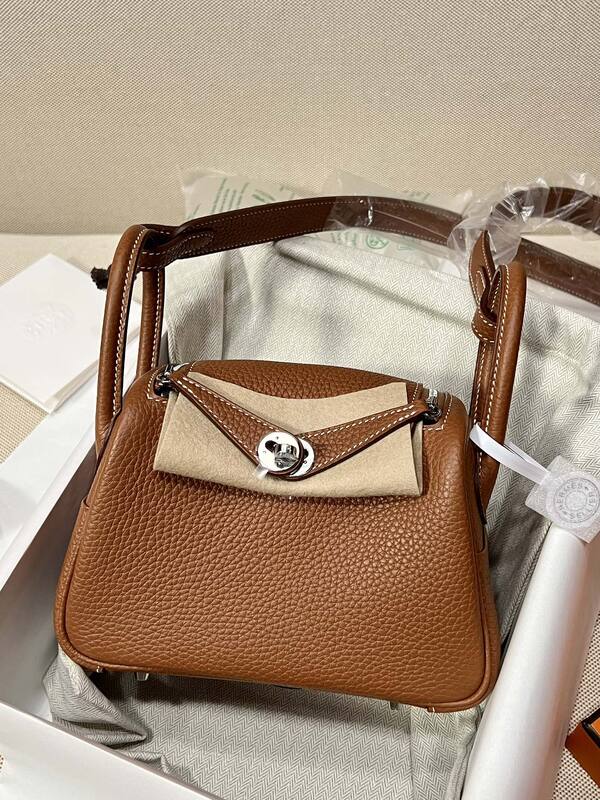 Hermes Lindy Gold brown mini shoulder — AAA Quality Replica