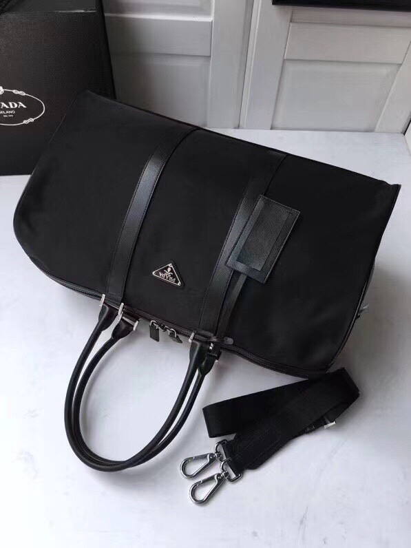 Prada Nylon black with Saffiano leather trim 48x26x16cm travel — Top Quality Replica