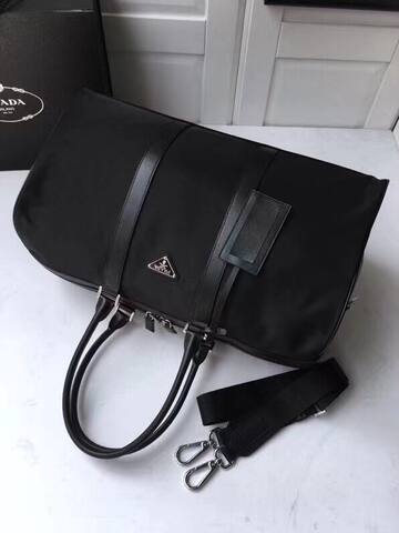 Prada Nylon black with Saffiano leather trim 48x26x16cm travel Top Quality Replica