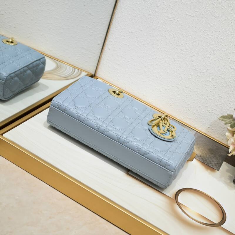 Dior Lady D-Joy Light Blue 26 5 shoulder — Premium Replica
