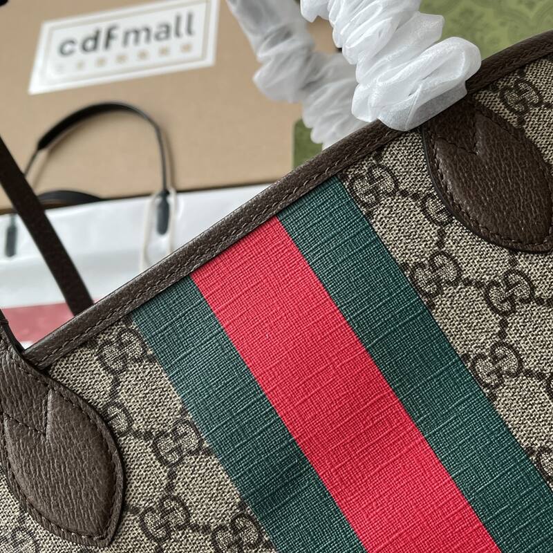 Gucci GG Supreme Web Tote GG Supreme Brown Green Red — Premium Replica