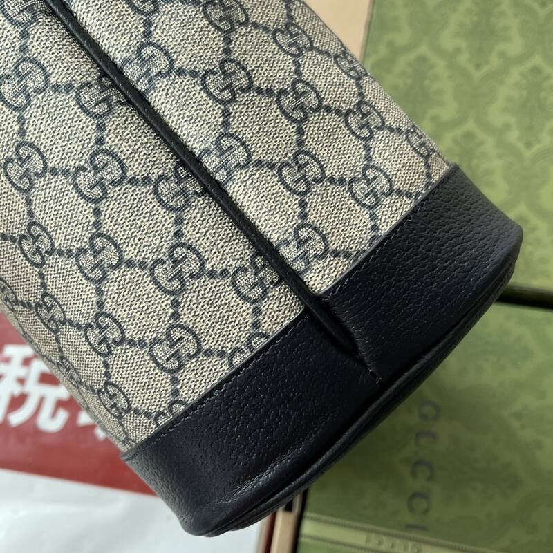 Gucci Beige Ebony GG Supreme with black and red Web black leather trim tote — 1:1 Replica