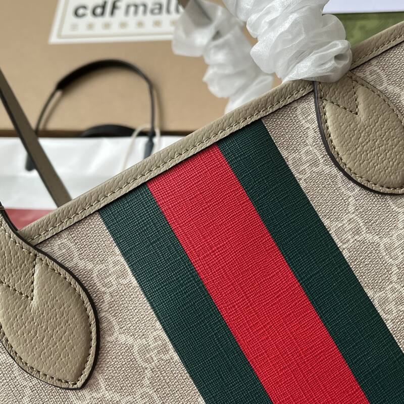 Gucci Beige GG Supreme with green red web stripe tote — AAA Quality Replica
