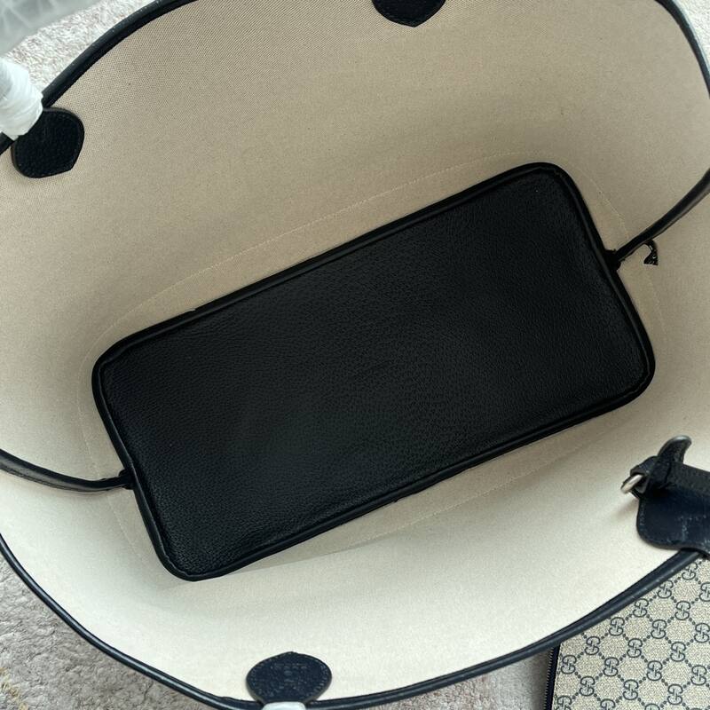 Gucci GG Supreme beige black with red-green web stripe large tote — Top Quality Replica