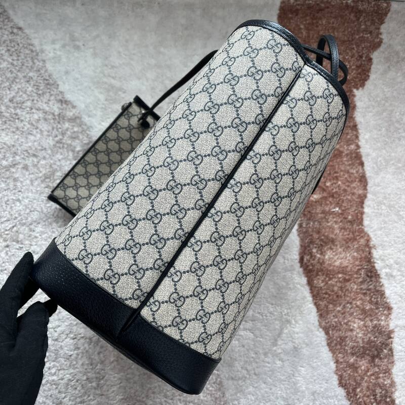 Gucci GG Supreme beige black with red-green web stripe large tote — Top Quality Replica