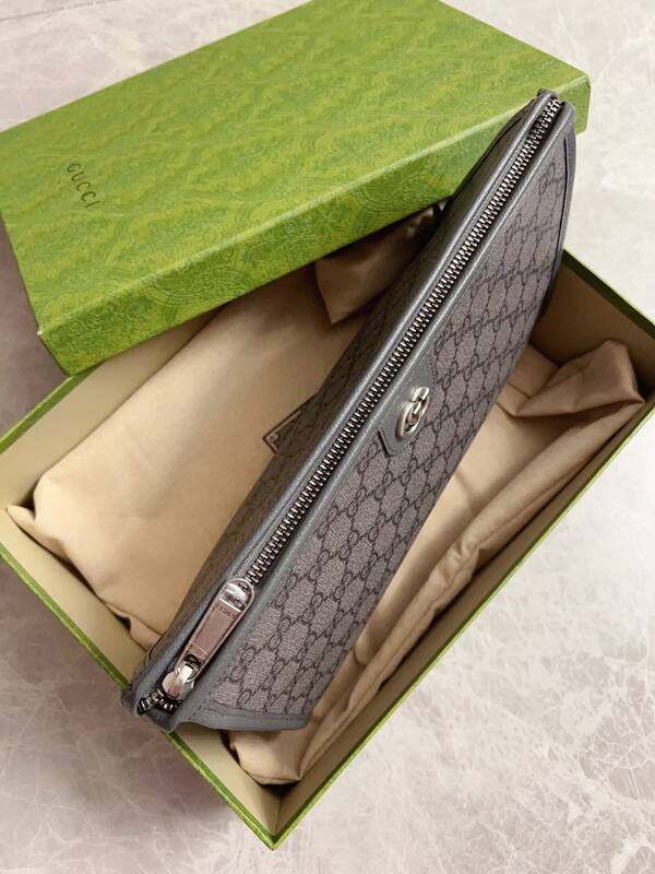 Gucci Ophidia GG Supreme Grey clutch — Top Quality Replica