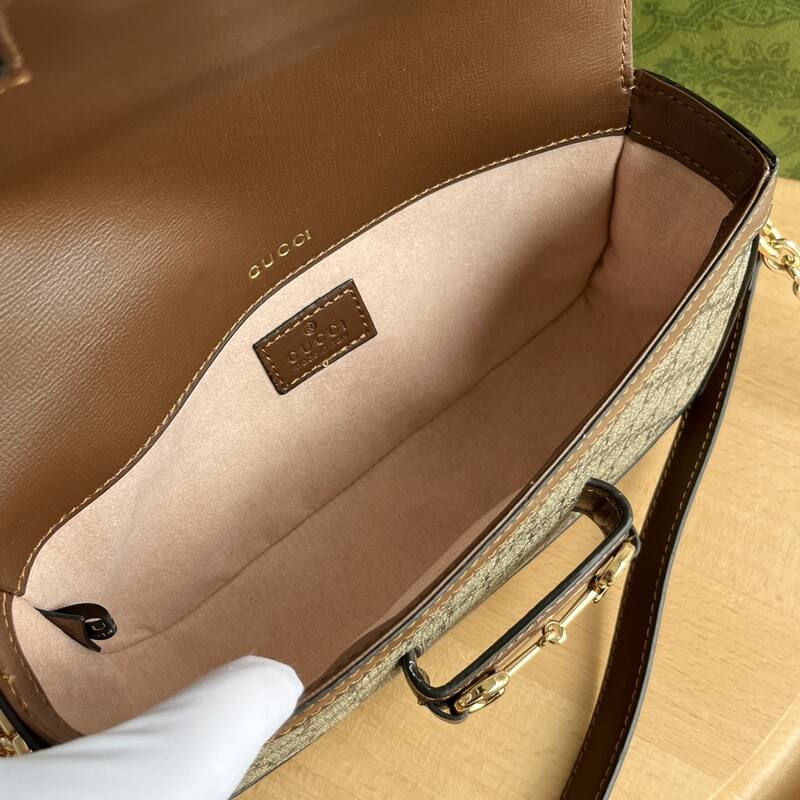 Gucci Horsebit 1955 GG Supreme Beige Ebony with Brown shoulder — 1:1 Replica