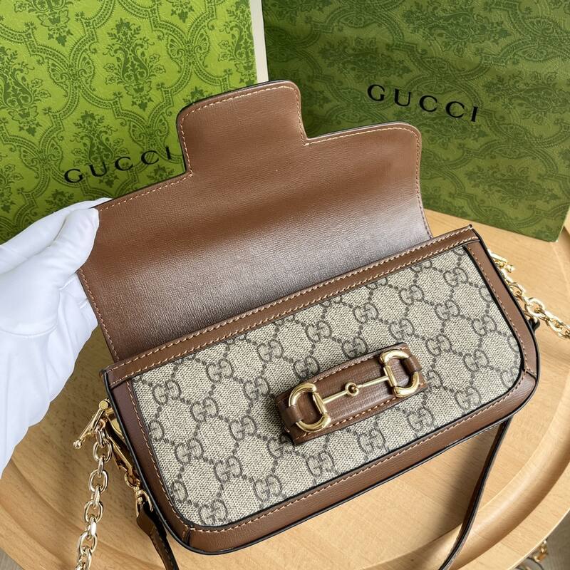 Gucci Horsebit 1955 GG Supreme Beige Ebony with Brown shoulder — 1:1 Replica