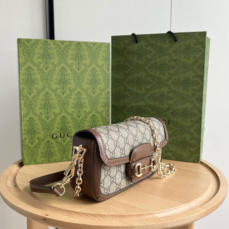 Gucci Horsebit 1955 GG Supreme Beige Ebony with Brown shoulder — 1:1 Replica