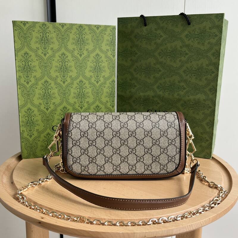 Gucci Horsebit 1955 GG Supreme Beige Ebony with Brown shoulder — 1:1 Replica
