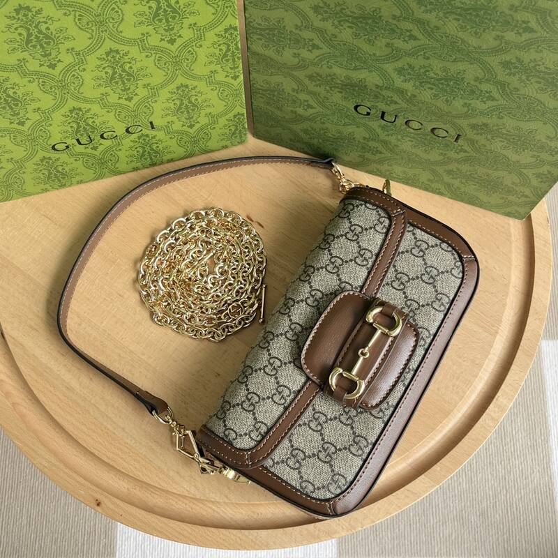 Gucci Horsebit 1955 GG Supreme Beige Ebony with Brown shoulder — 1:1 Replica