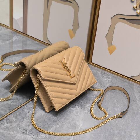 Saint Laurent Envelope Beige 20x17x6cm crossbody AAA Quality Replica