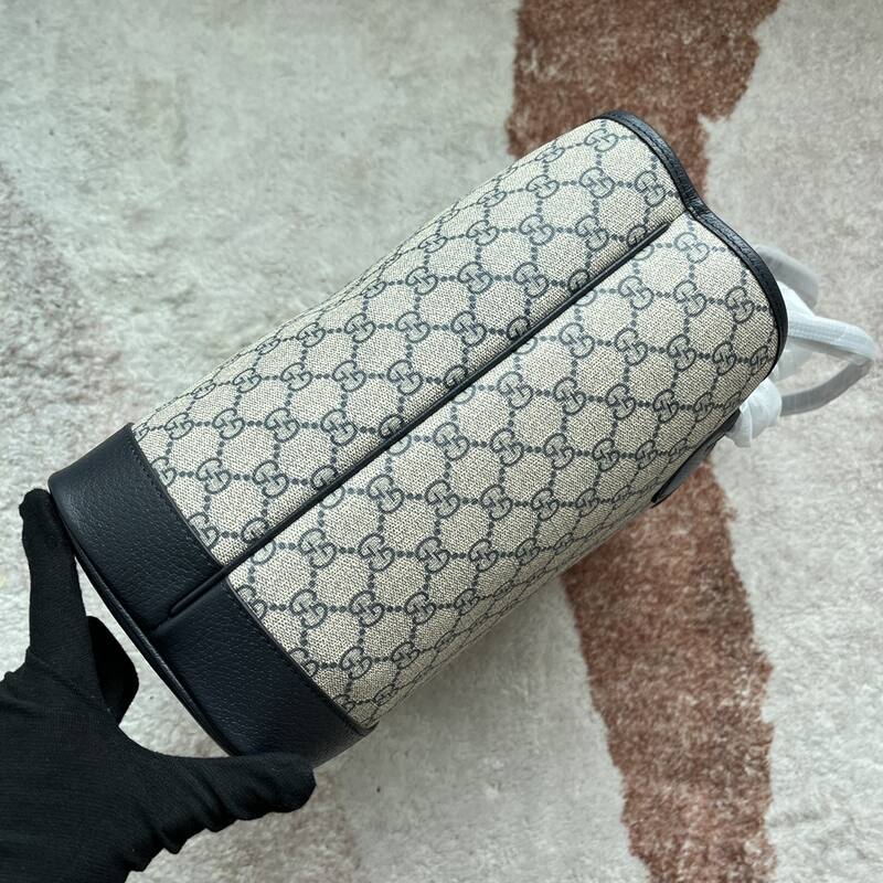 Gucci Beige Ebony GG Supreme with Black leather trim tote — 1:1 Replica