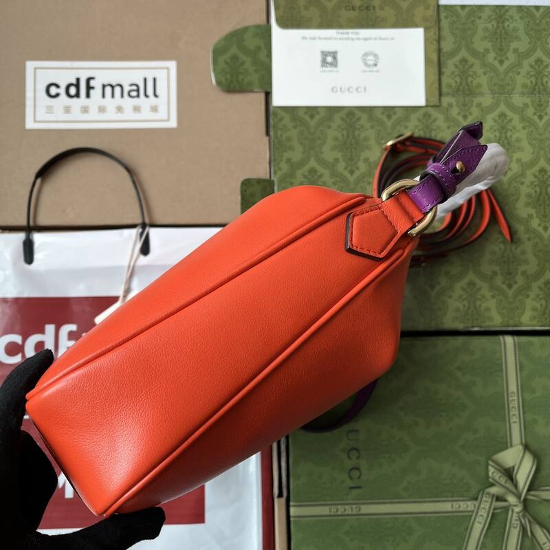 Gucci Orange leather with purple strap shoulder — AAA Quality Replica