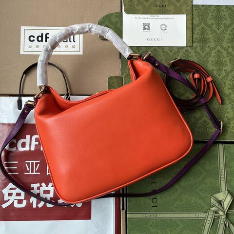 Gucci Orange leather with purple strap shoulder AAA Quality Replica