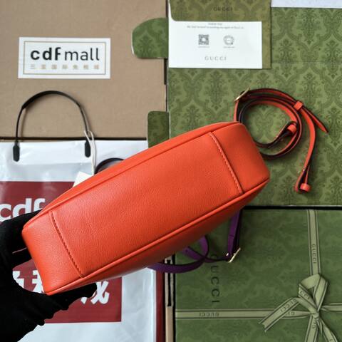 Gucci Orange leather with purple strap crossbody 1 1 Replica
