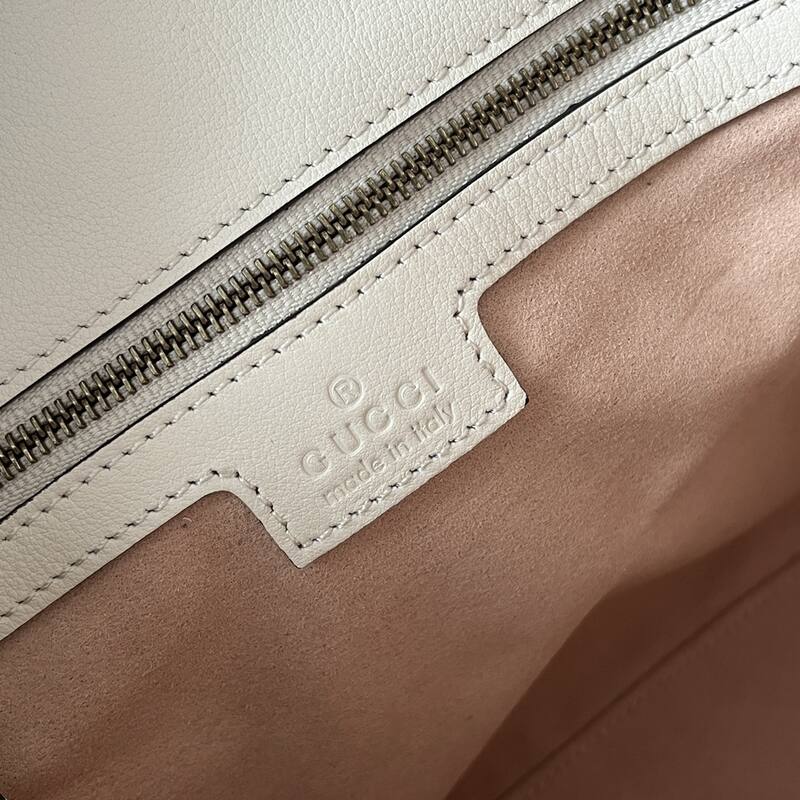Gucci Bamboo 1947 White leather with red strap shoulder — AAA Quality Replica