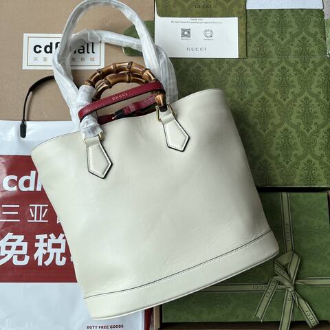 Gucci Diana White leather tote Top Quality Replica