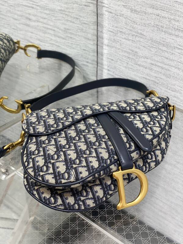 Dior Saddle Blue Oblique shoulder — Premium Replica