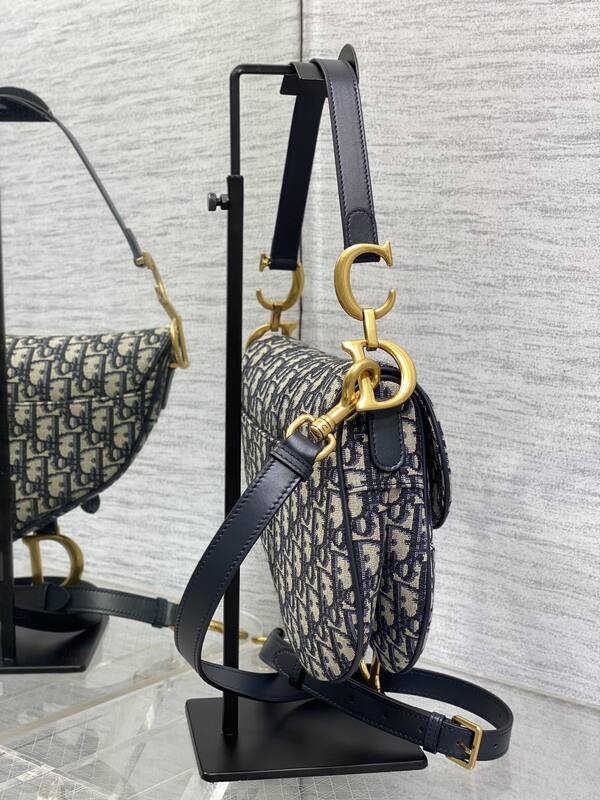 Dior Saddle Blue Oblique shoulder — Premium Replica