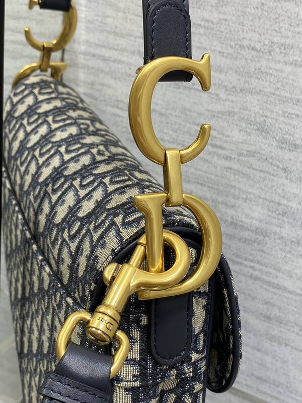 Dior Saddle Blue Oblique shoulder — Premium Replica