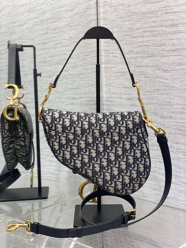 Dior Saddle Blue Oblique shoulder — Premium Replica
