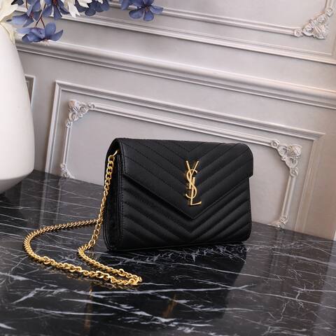 Saint Laurent Envelope Black 22x15x6cm crossbody Top Quality Replica