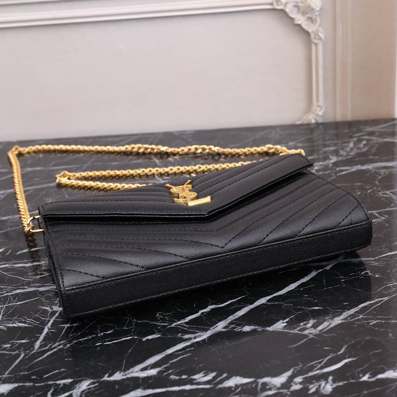 Saint Laurent Envelope Black 22x15x6cm crossbody — Top Quality Replica
