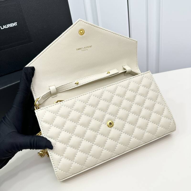 Saint Laurent Envelope Wallet on Chain Cream 22x15x6cm crossbody — Top Quality Replica