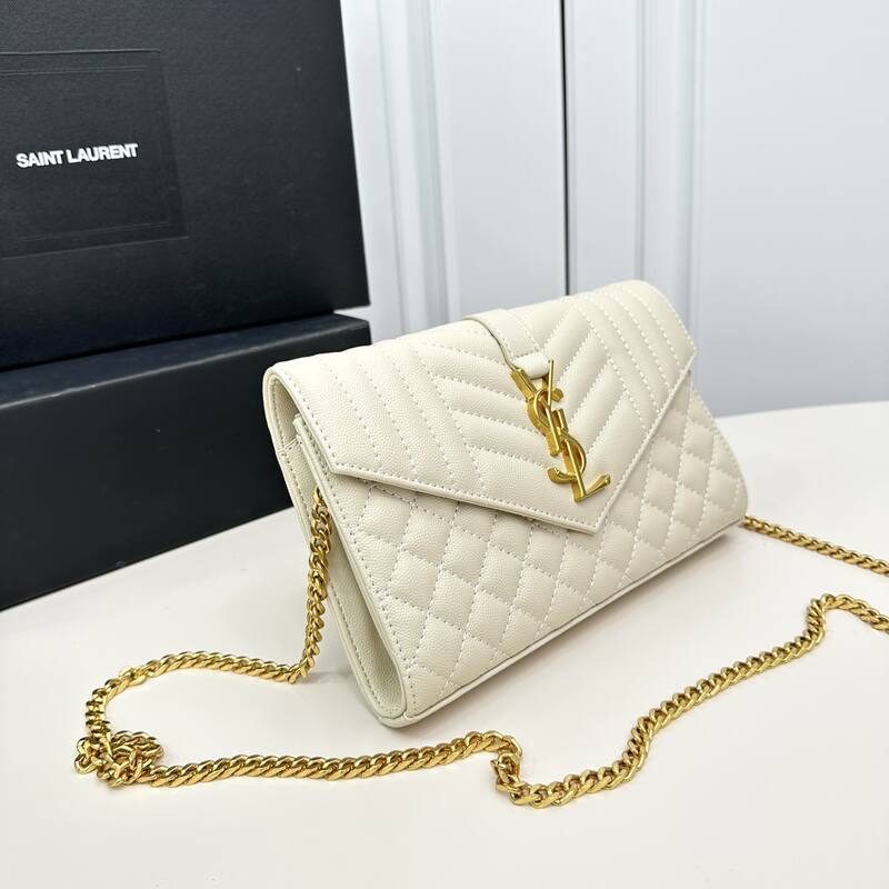 Saint Laurent Envelope Wallet on Chain Cream 22x15x6cm crossbody — Top Quality Replica